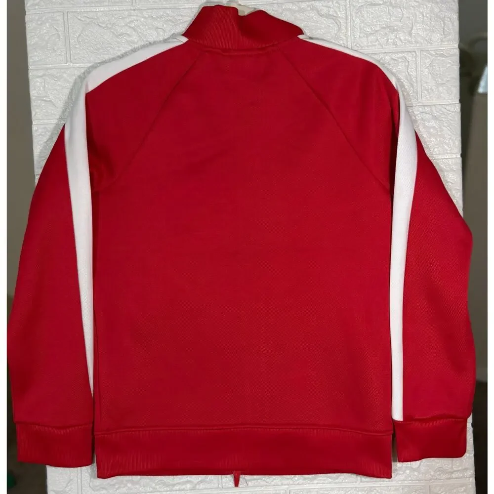 Puma Kids Youth L Red White Full-Zip Track Jacket Colorblock Zip Pockets